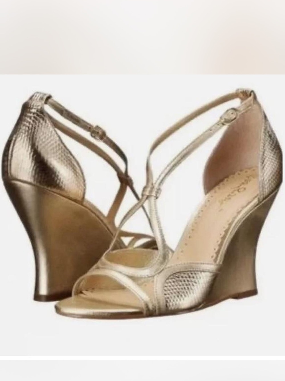 Lilly Pulitzer Metallic Gold Strappy Wedge Sandals